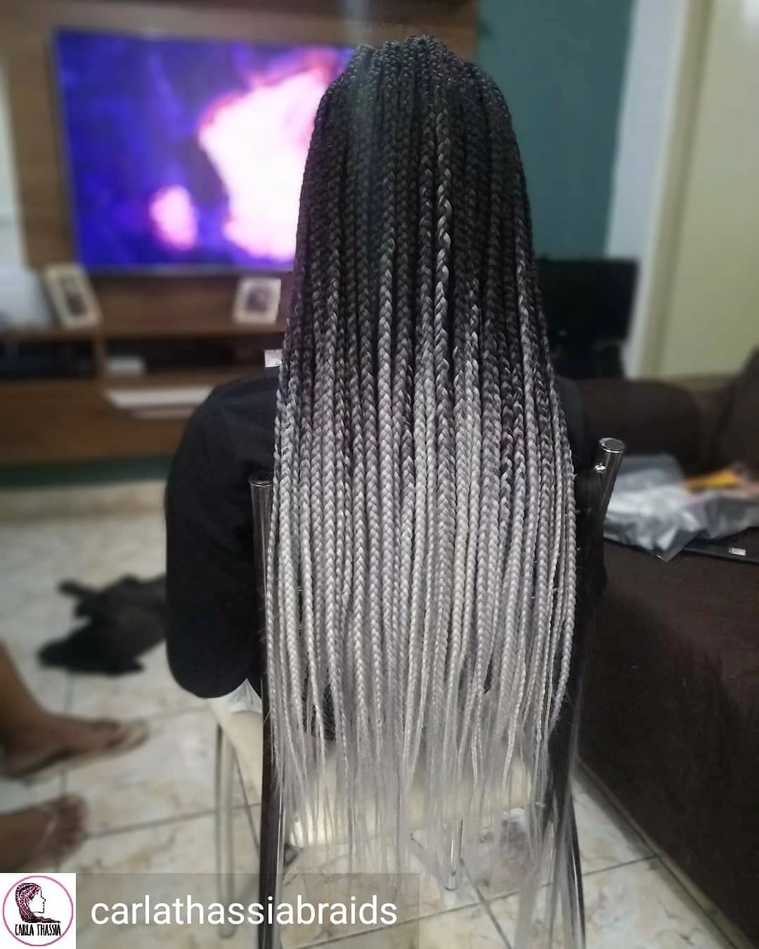 Silver Ombre Box Braids