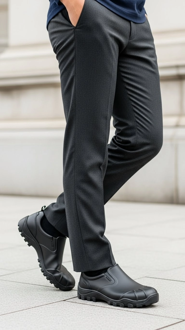 The Smart Casual Outfit with Weather-Proof Shoes

Sometimes the outfit itself is fine, but the shoes ruin everything. On rainy days, shoes decide comfort more than any other piece. A smart casual outfit paired with weather-proof shoes solves this problem.

A neat top and tailored trousers stay dry if the shoes prevent water from reaching upward. Shoes with sealed edges and solid soles block moisture and improve grip.

This approach allows you to wear clothes similar to dry days while adjusting only what matters most. It is practical and efficient.

This outfit works for office environments, meetings, and long indoor days with short outdoor exposure.