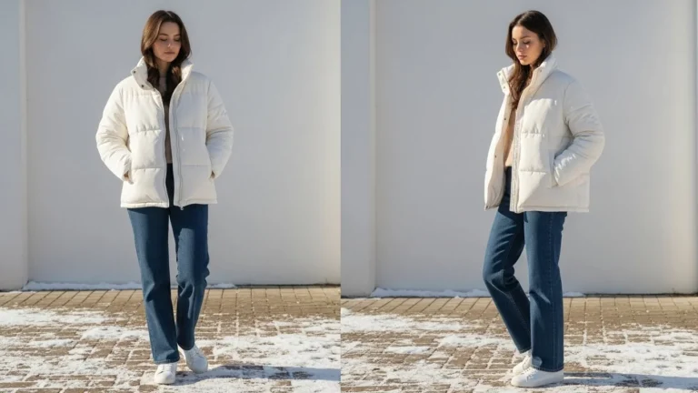 white puffer jacket outfit