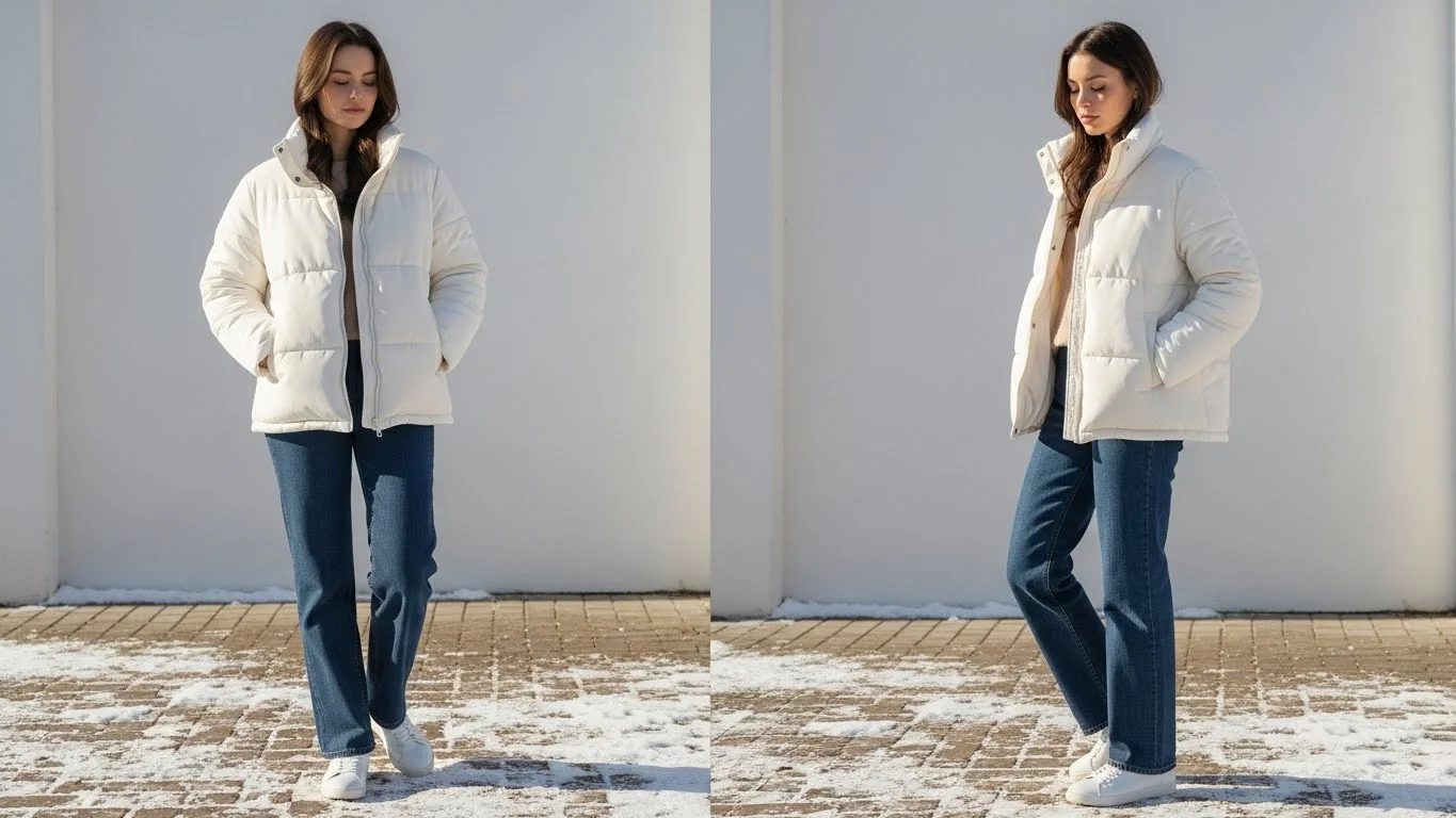 10 Stylish Ways Style White Puffer Jacket Outfit This Winter