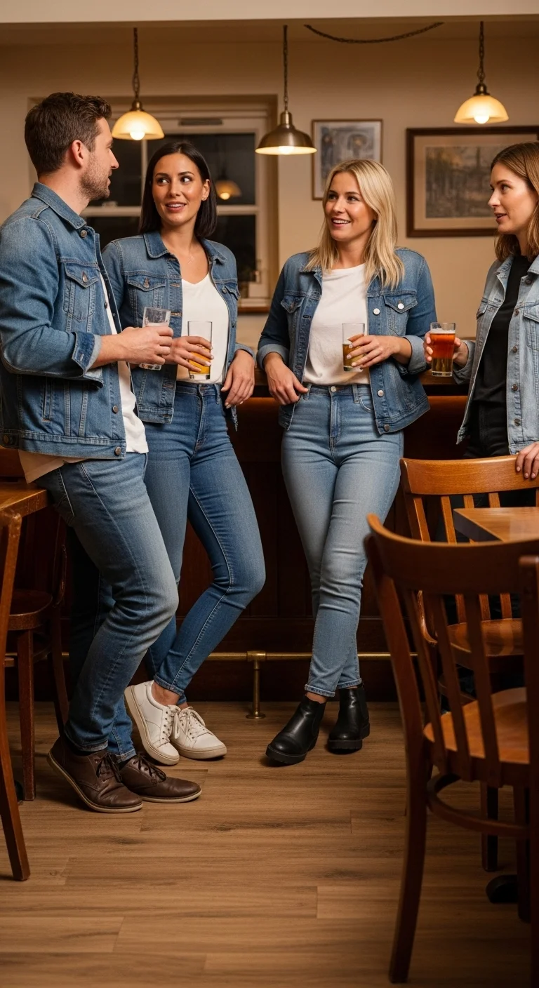 Casual going out outfits styled for a relaxed bar or pub night