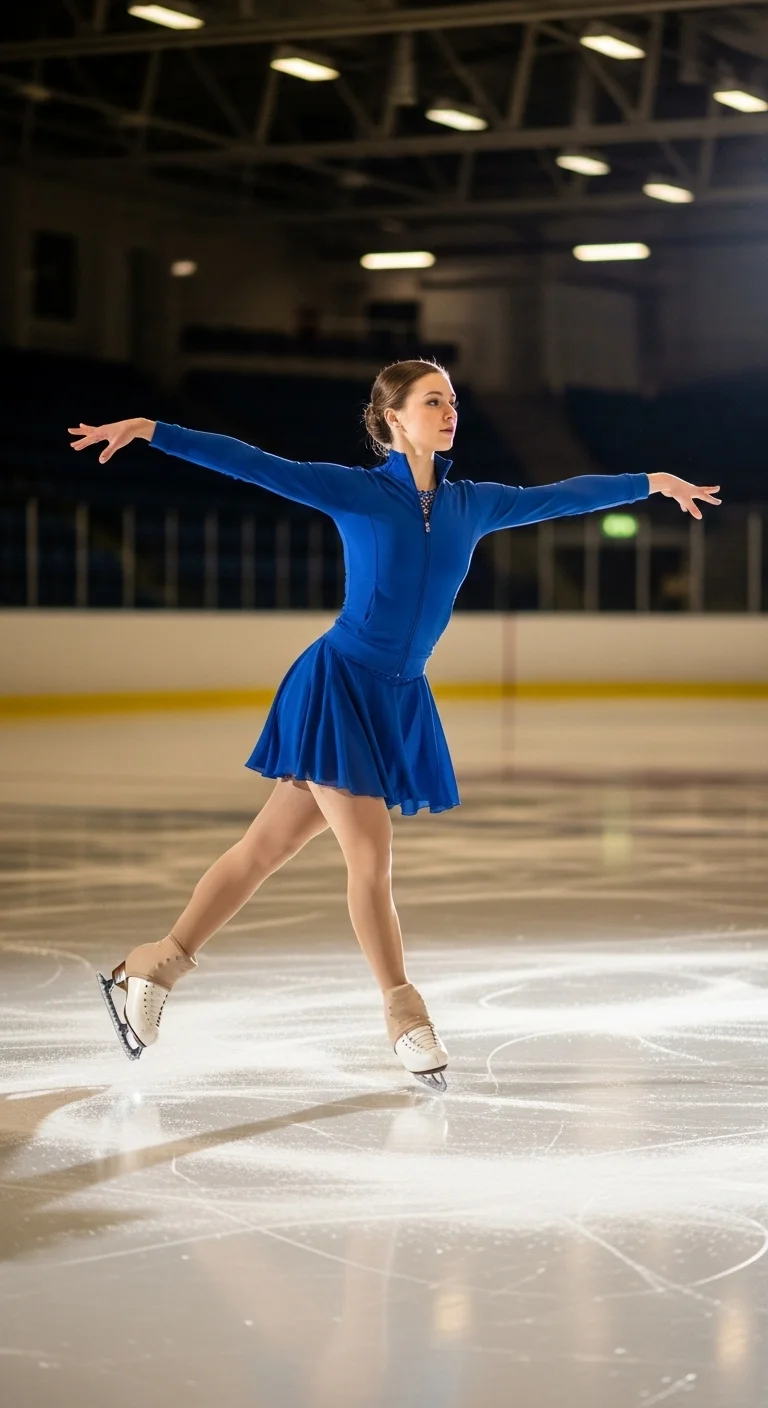 Ice skating outfit ideas featuring a skating dress with tights and a warm jacket
