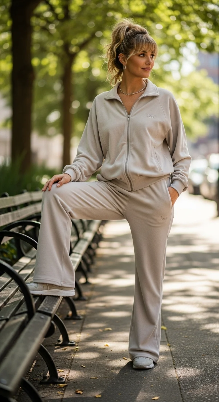 comfortable y2k outfits featuring a modern tracksuit style