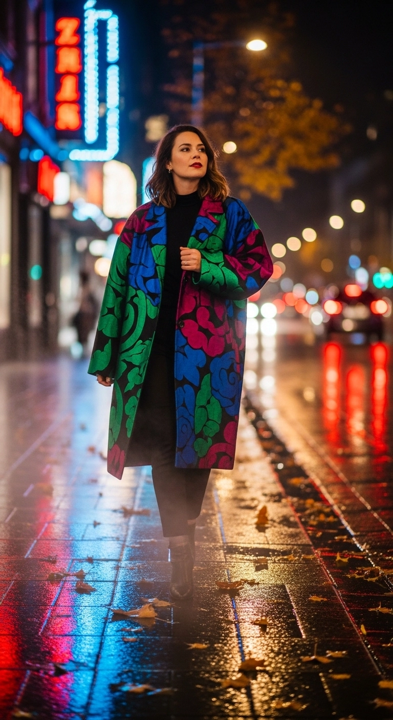 fall going out outfits for women during autumn 2026 statement coat outfit idea