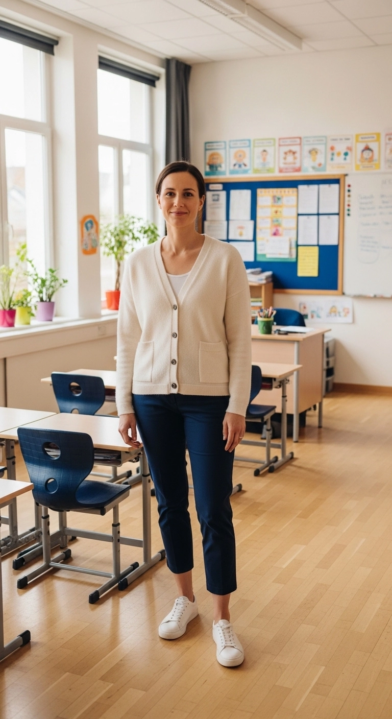Spring teacher outfits 2026 with cardigan as a top and cropped pants