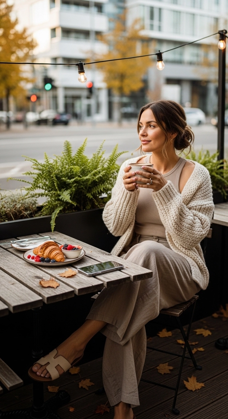 Cardigan and wide leg pants look for comfy fall outfits youll love in autumn 2026