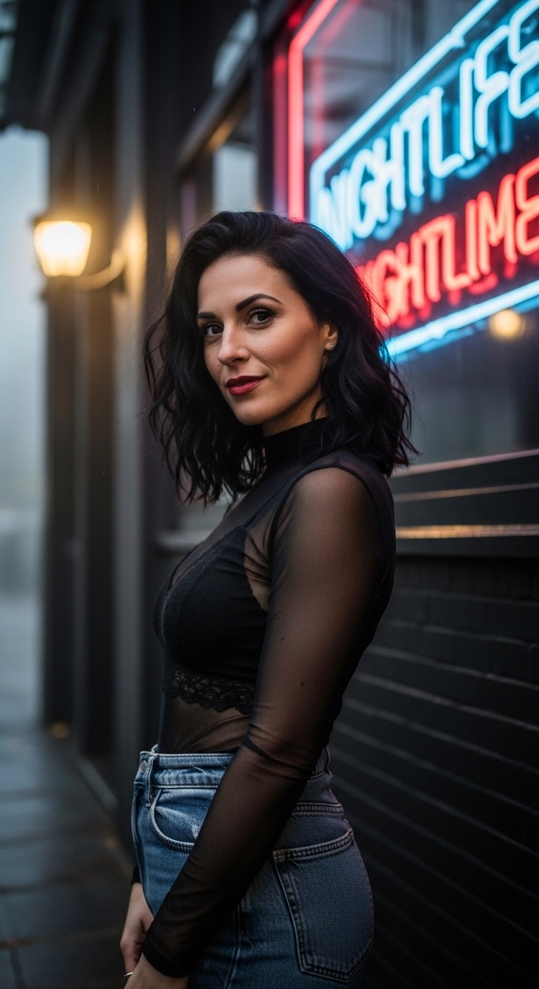 fall going out outfits for women during autumn 2026 sheer top jeans outfit