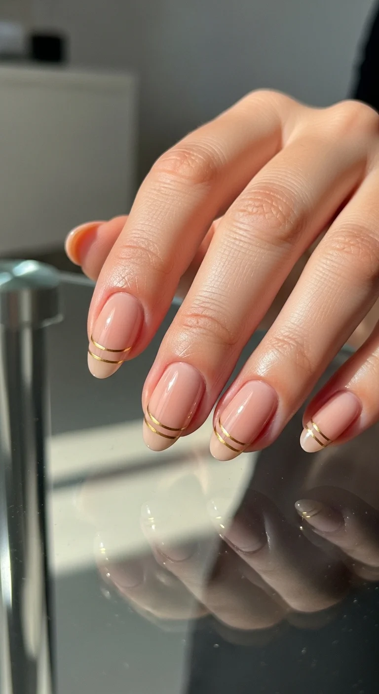 gold line nails for classy summer nails ideas minimal elegant design