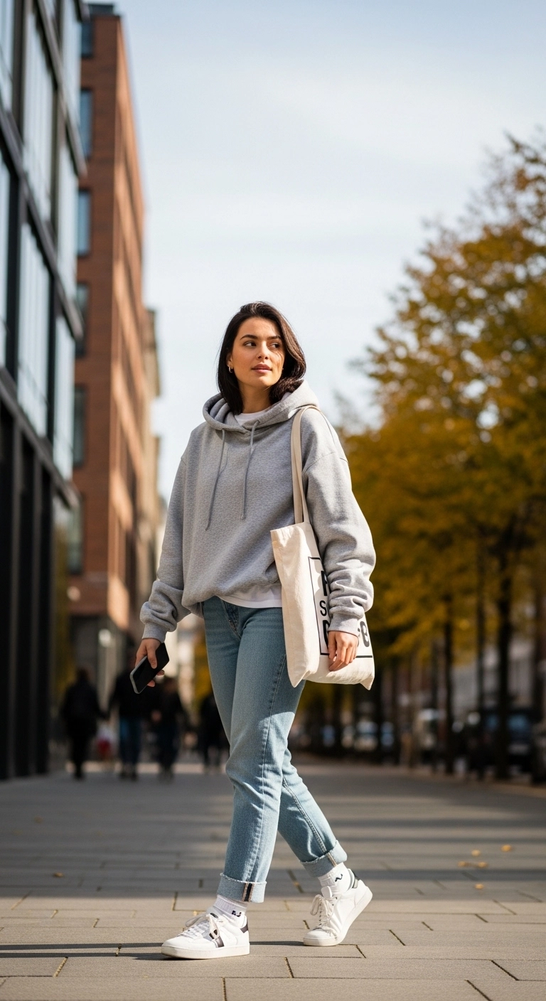 Casual hoodie and straight leg jeans outfit for comfy fall outfits youll love in autumn 2026