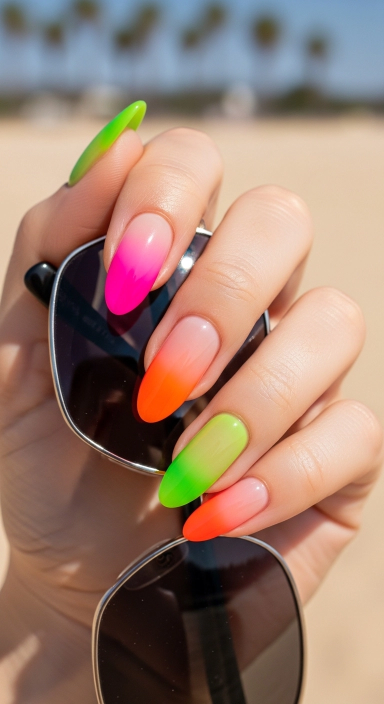 hot summer nails ideas translucent jelly nails in bright summer shades