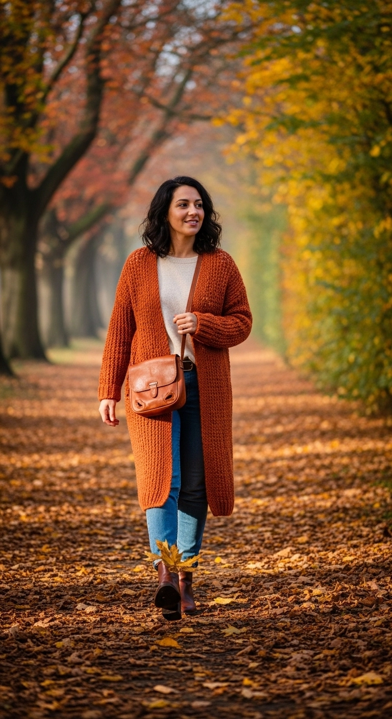 Long cardigan and jeans outfit for comfy fall outfits youll love in autumn 2026