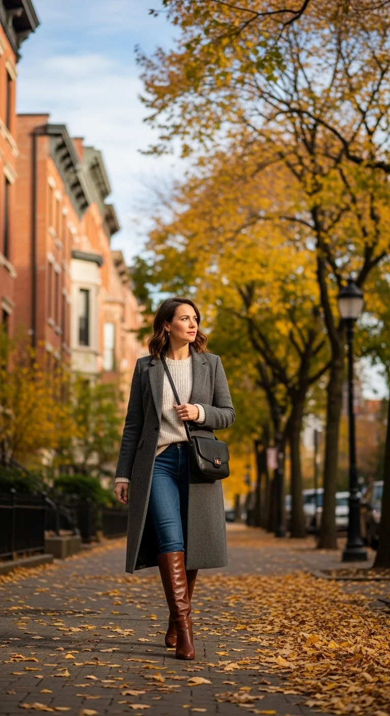 Long coat over basics casual fall outfits for women in autumn 2025