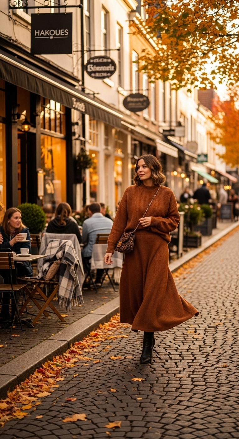 fall going out outfits for women during autumn 2026 matching knit set look