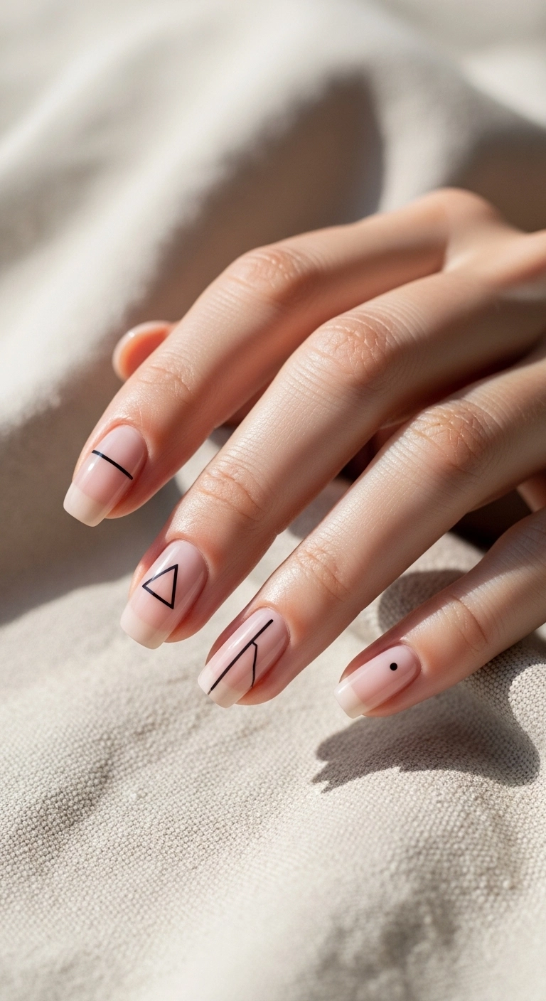 Minimalist line art manicure for trendy casual summer nails ideas
