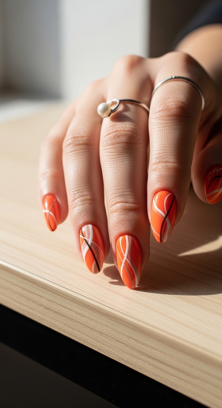 orange abstract nails for orange summer nails ideas creative design