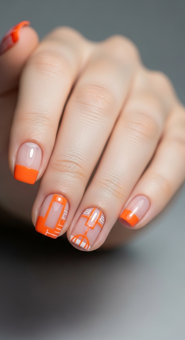 orange negative space nails for orange summer nails ideas modern design
