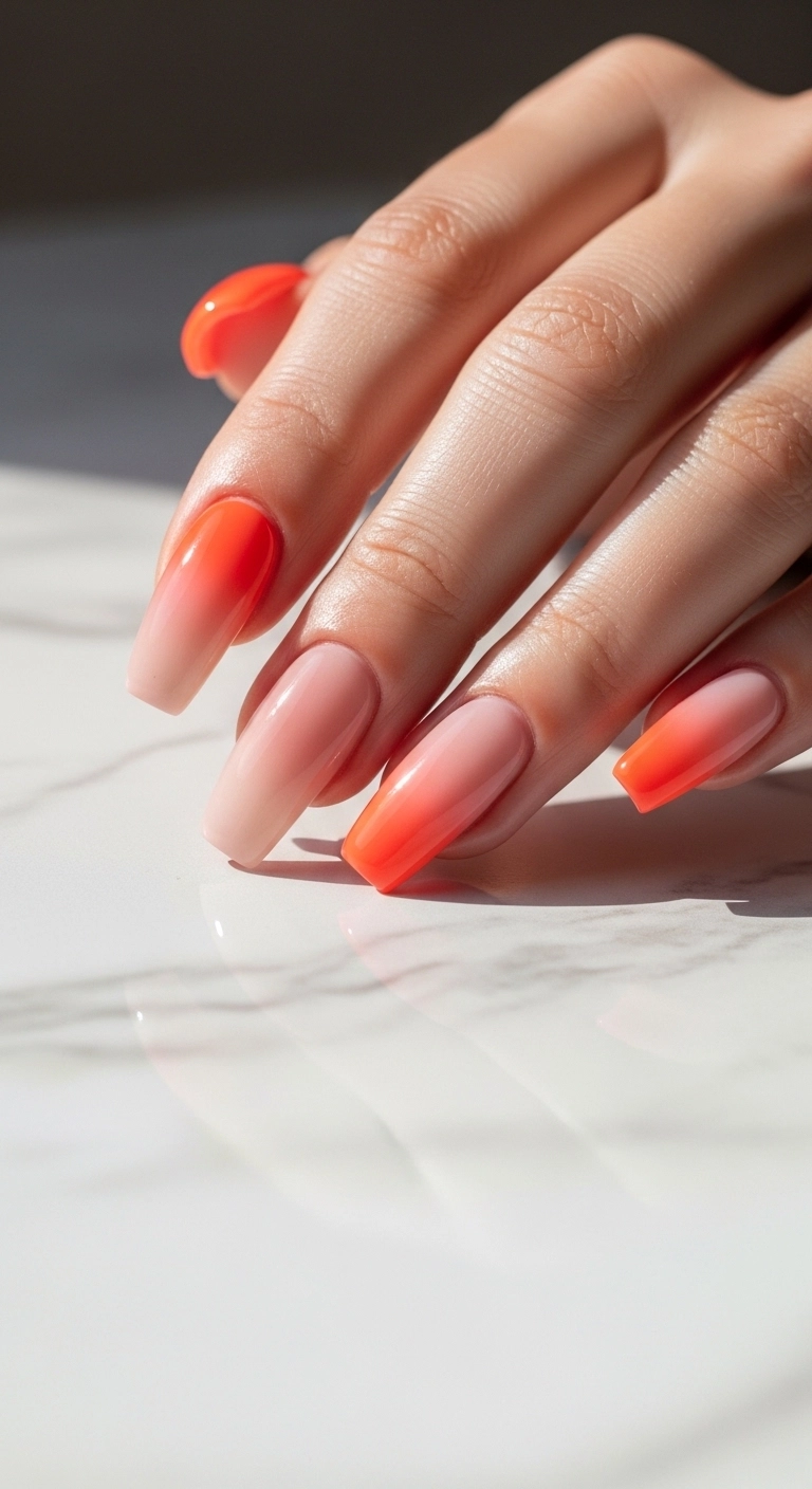 orange ombre nails for orange summer nails ideas smooth gradient design