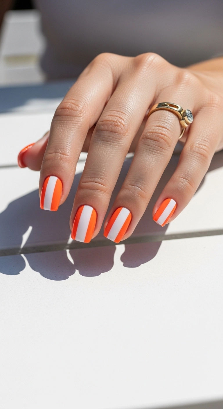 orange and white nails for orange summer nails ideas fresh combo design
