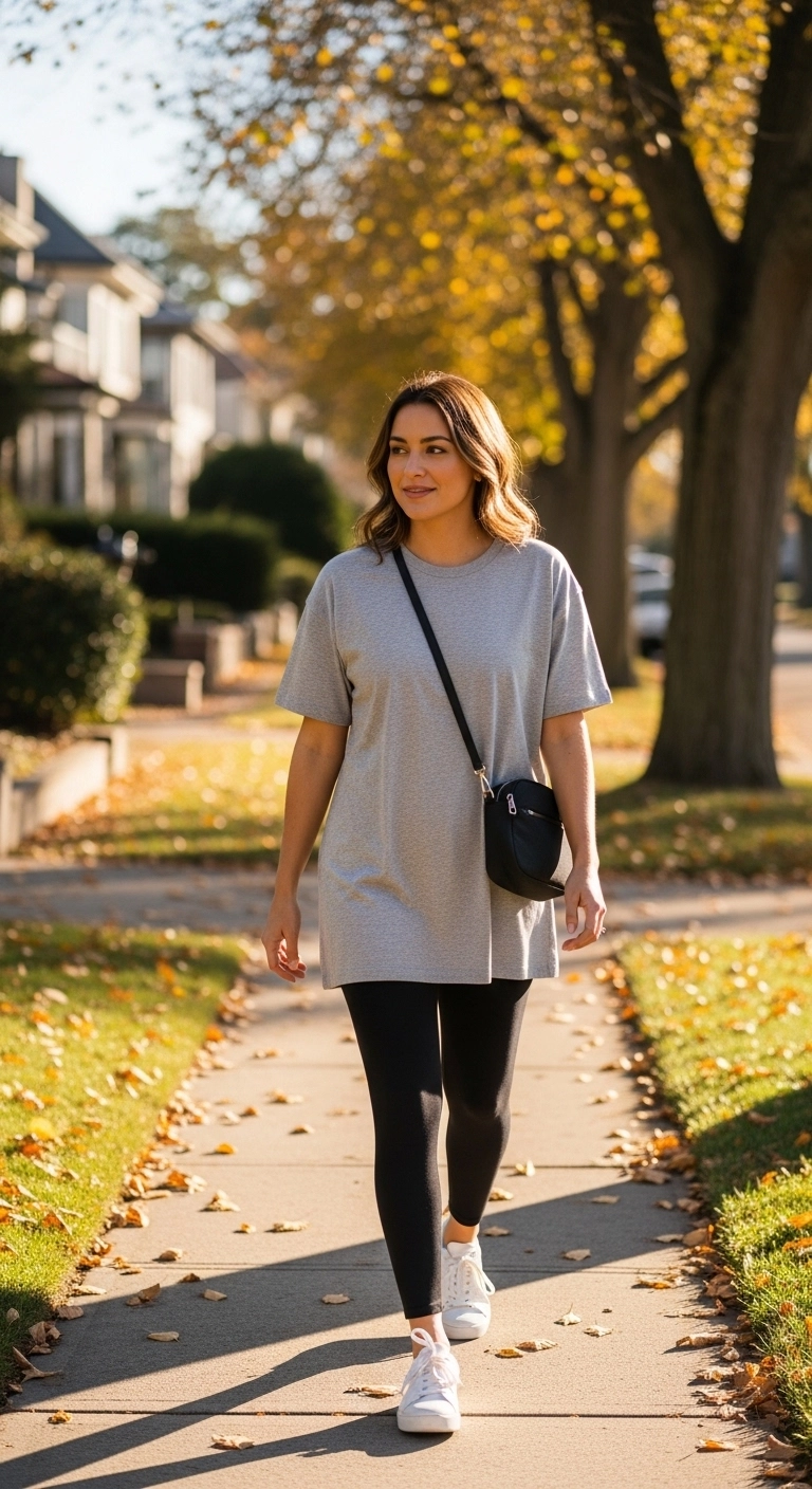 Oversized shirt and leggings outfit for comfy fall outfits youll love in autumn 2026
