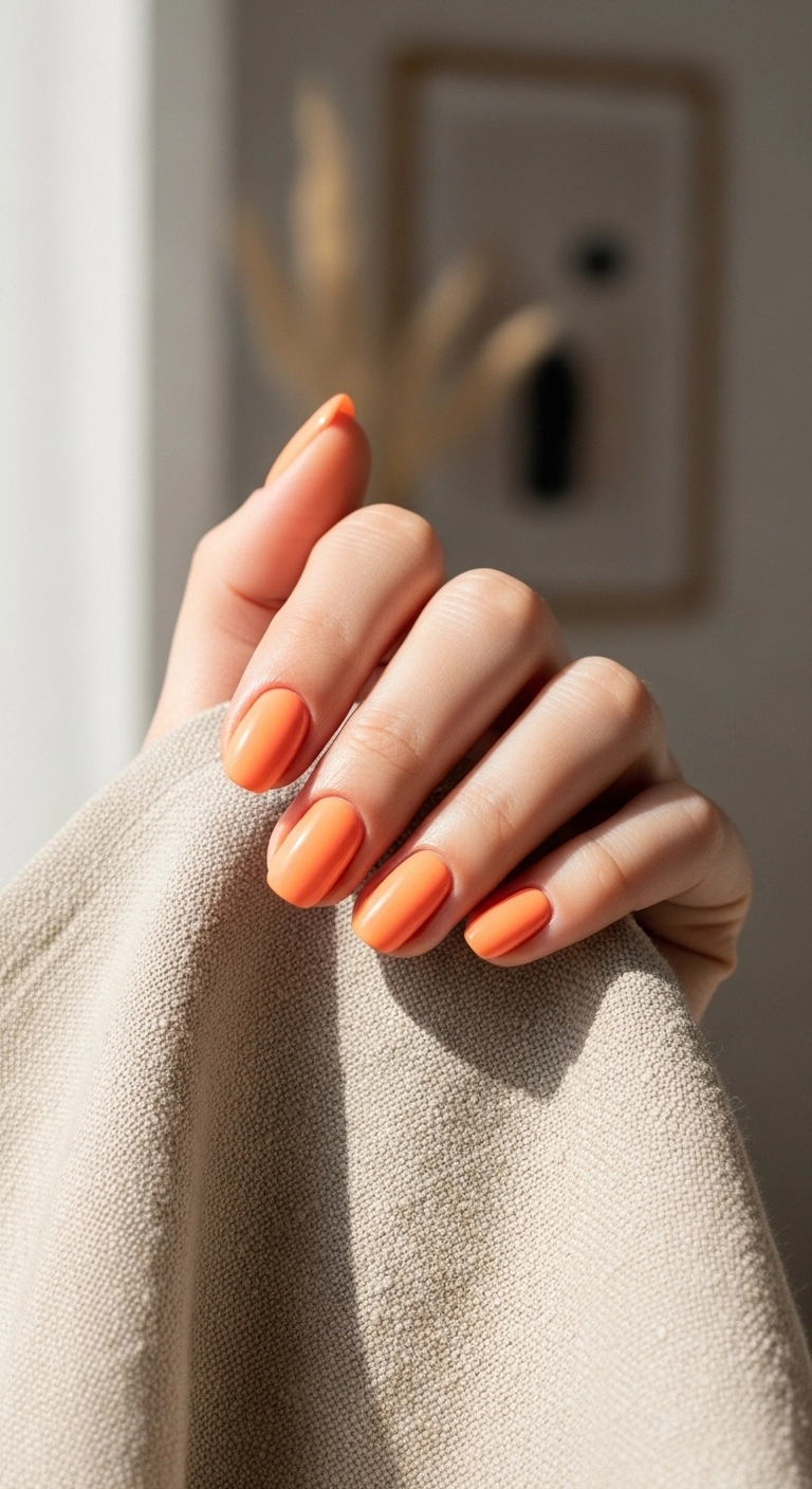 pastel orange nails for orange summer nails ideas with soft glossy finish
