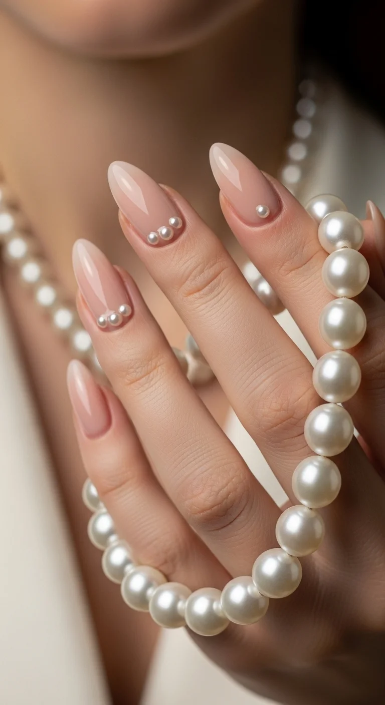 pearl accent nails for classy summer nails ideas elegant minimal detail