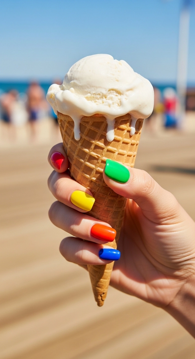 colorful beach nails ideas rainbow nails in multiple bright shades