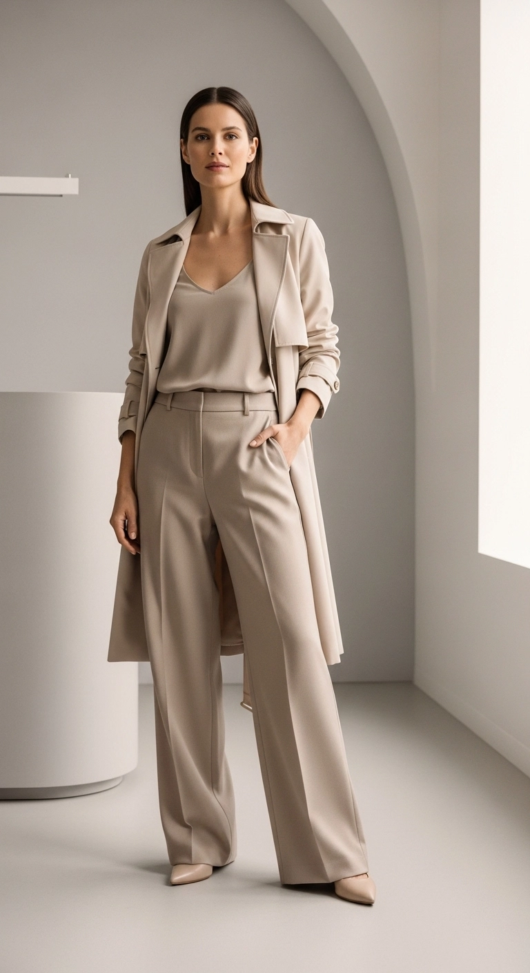 Spring business casual outfits 2026 with relaxed vest and straight-leg pants