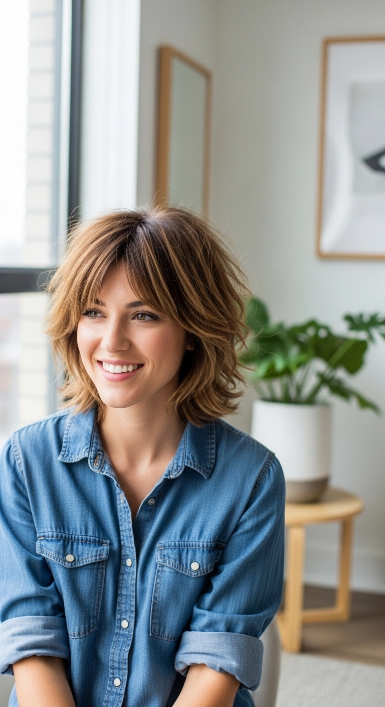 Short shag cut short hairstyle for thin fine hair with layers