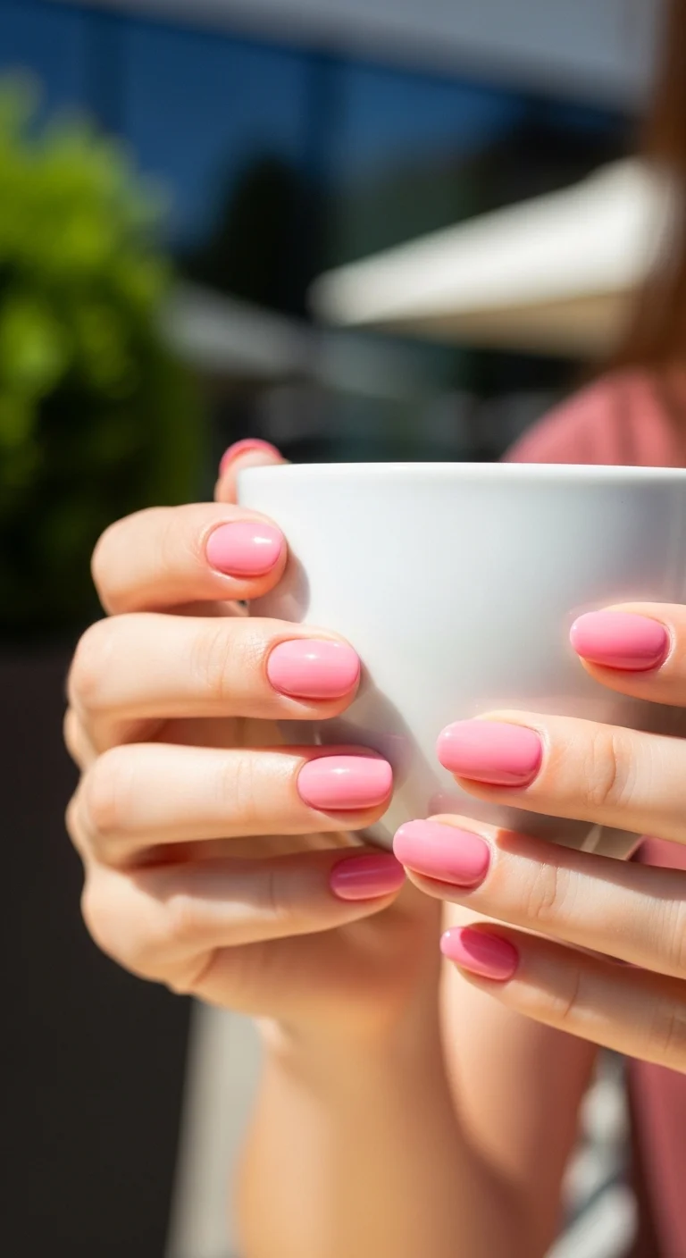 soft pink minimal nails for classy summer nails ideas with natural glossy finish