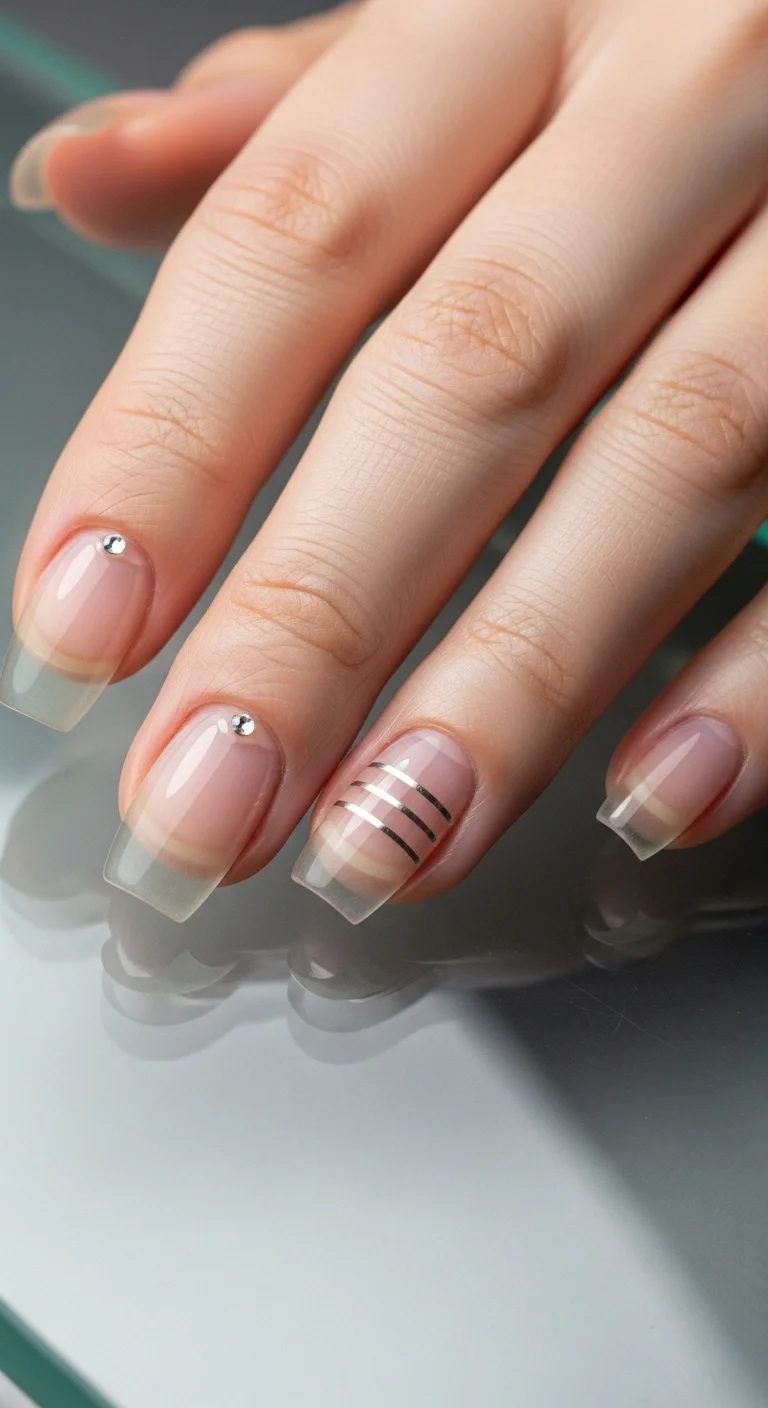 transparent nails with details for classy summer nails ideas modern look