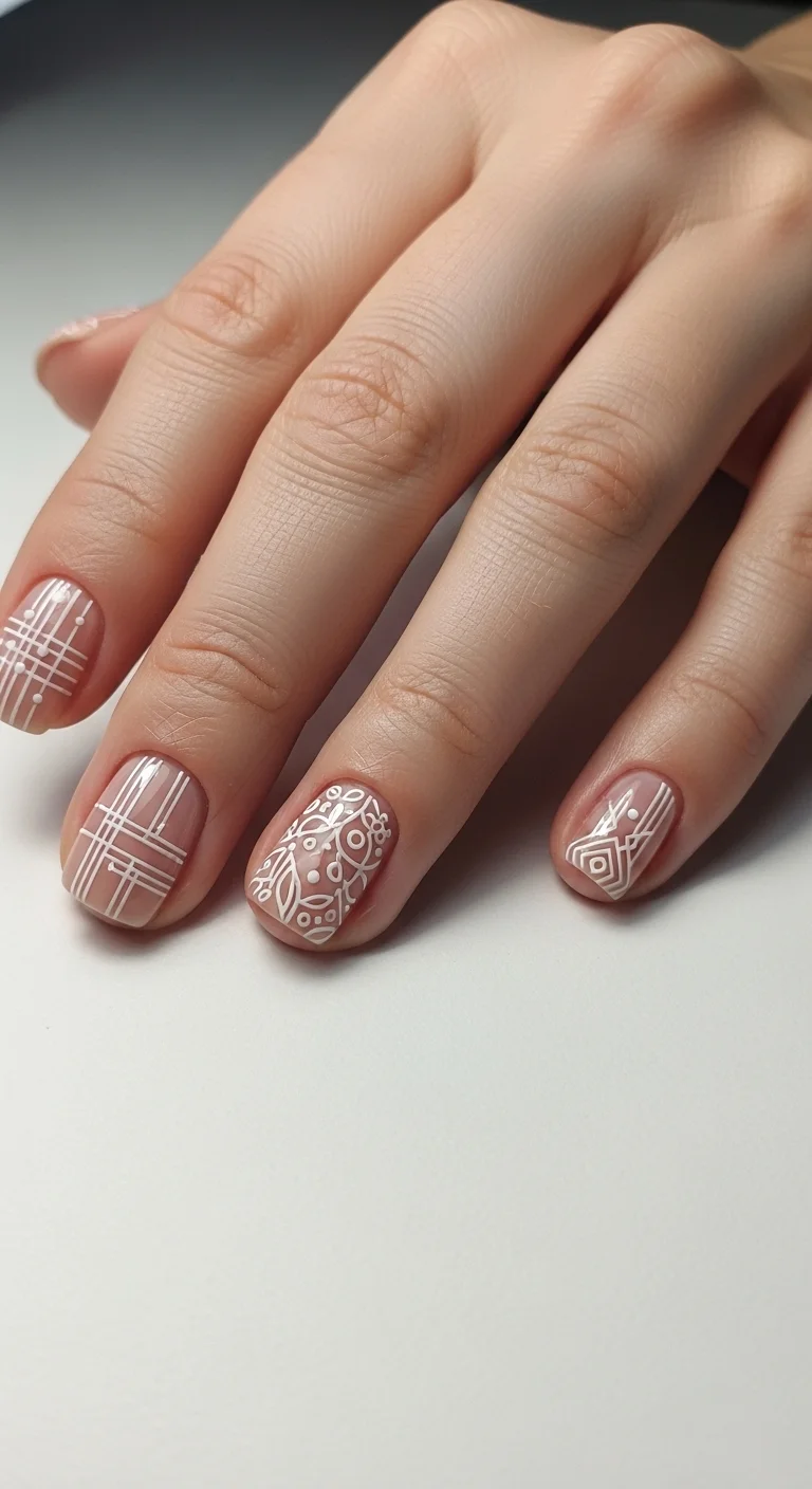 white line art nails for classy summer nails ideas minimal design