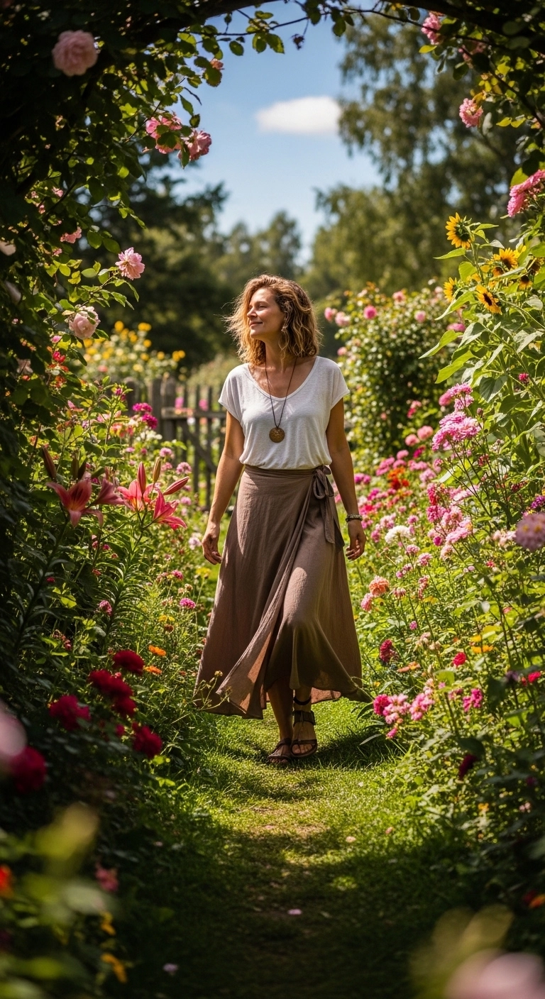 Wrap skirt and simple tee casual spring outfit 2026