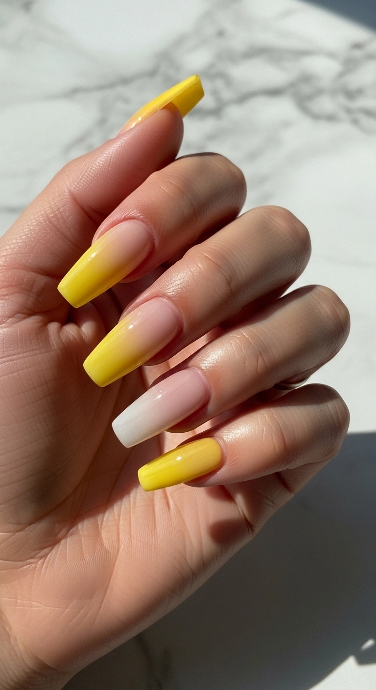 yellow ombre nails for yellow summer nails ideas gradient design