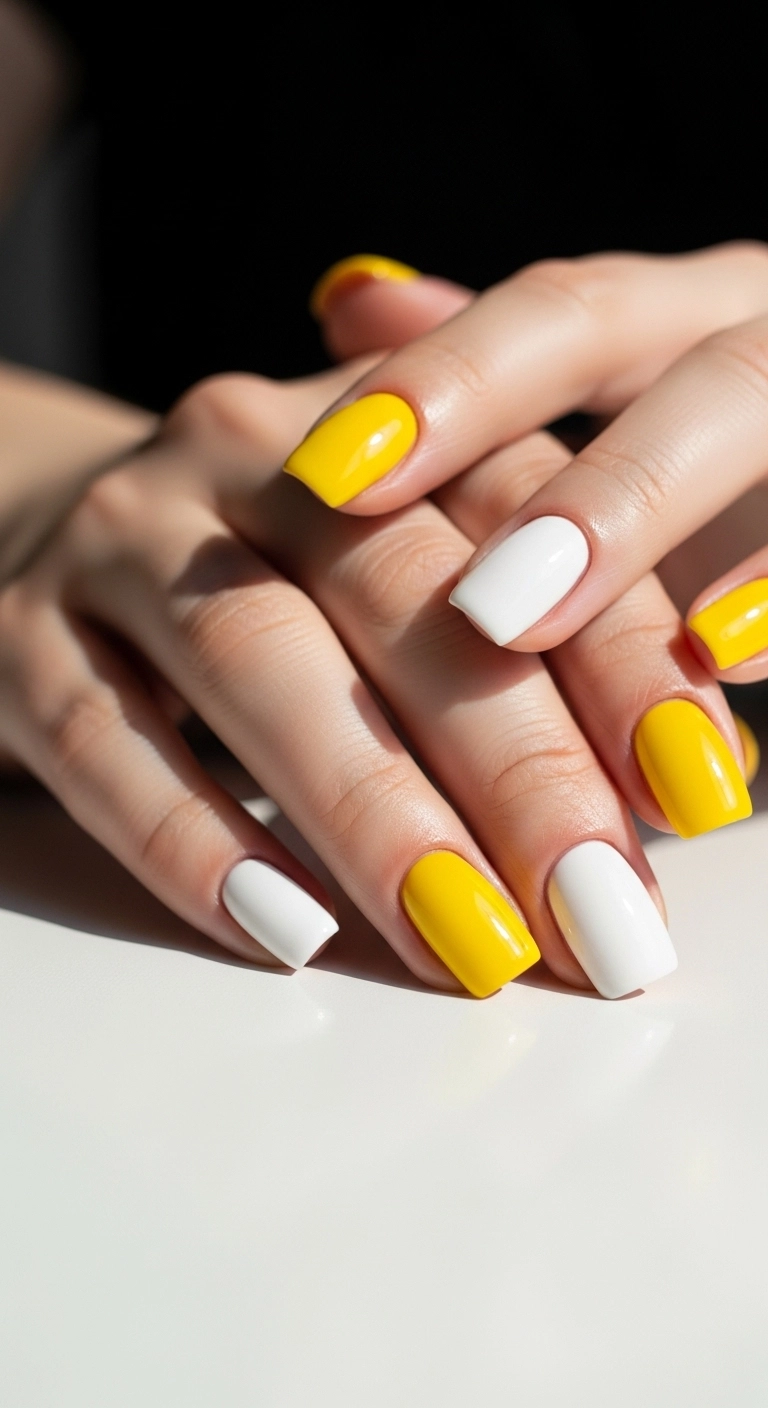 yellow and white nails for yellow summer nails ideas fresh combo