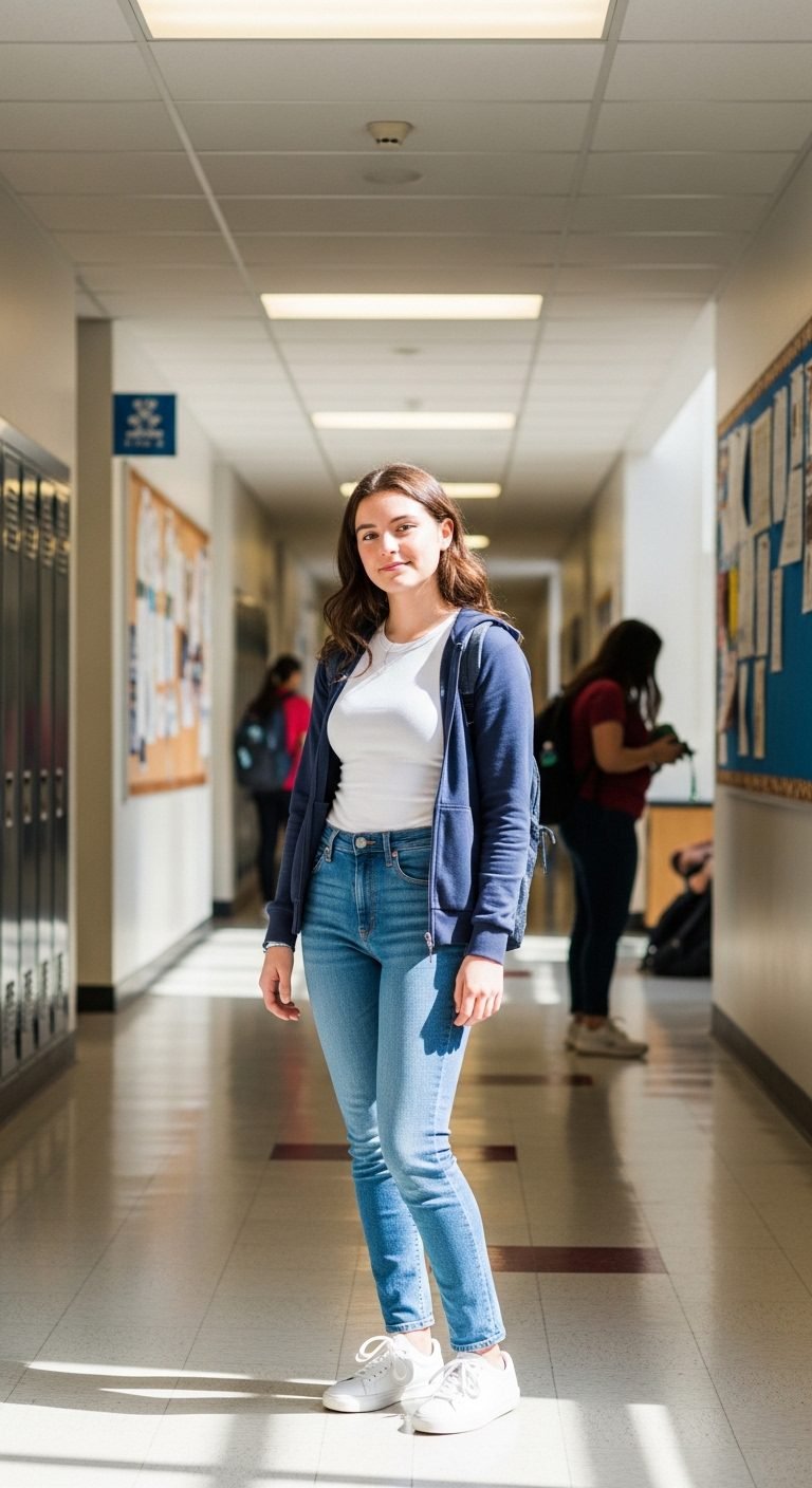Spring college outfits 2026 with jeans, baby tee, and zip-up jacket