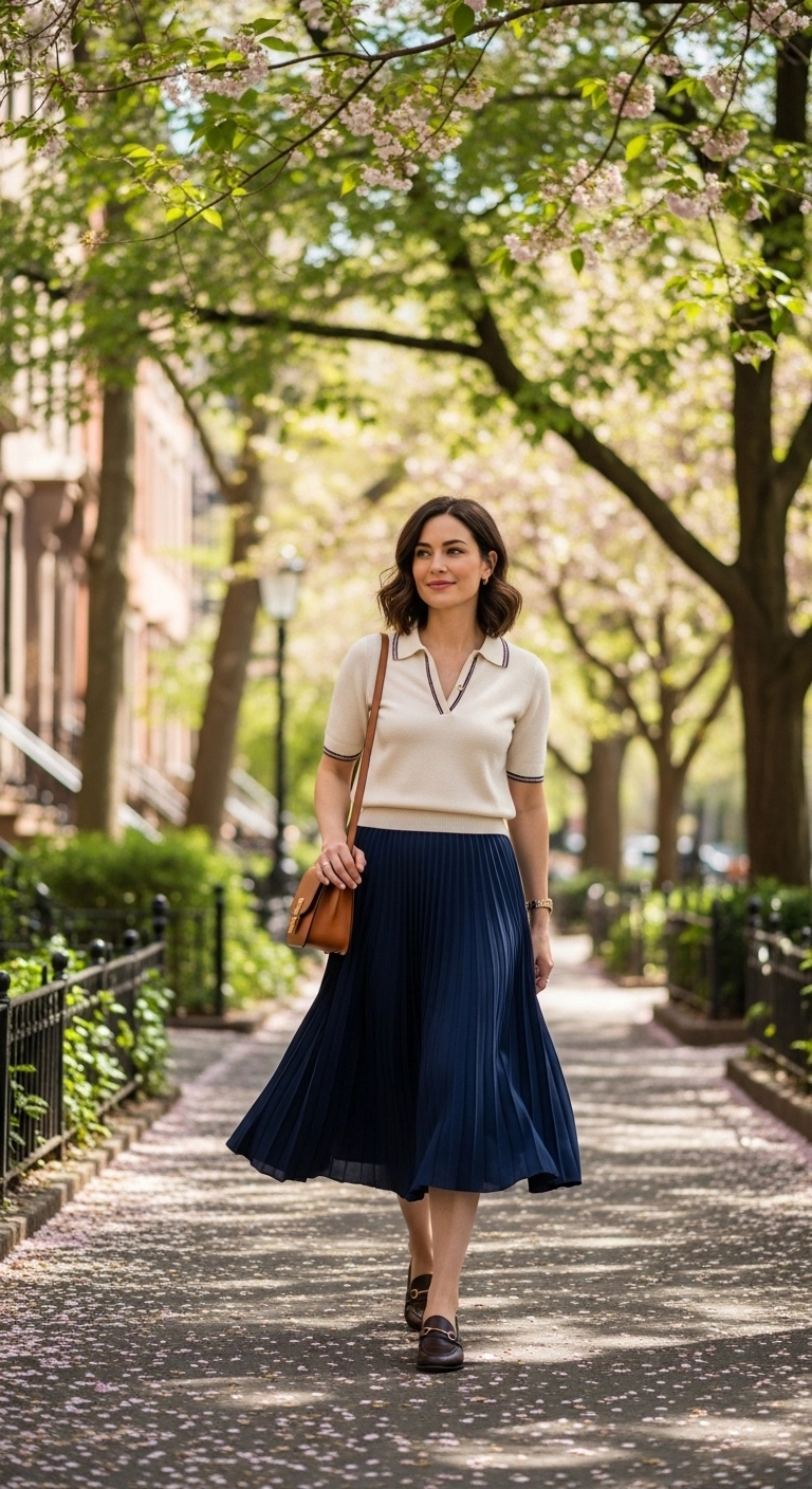 Elegant spring outfits 2026 with blazer, jeans, and pointed flats