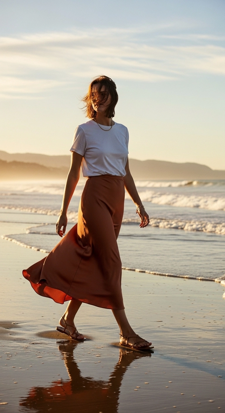 Spring beach outfits 2026 with knit tank, linen pants, and straw hat