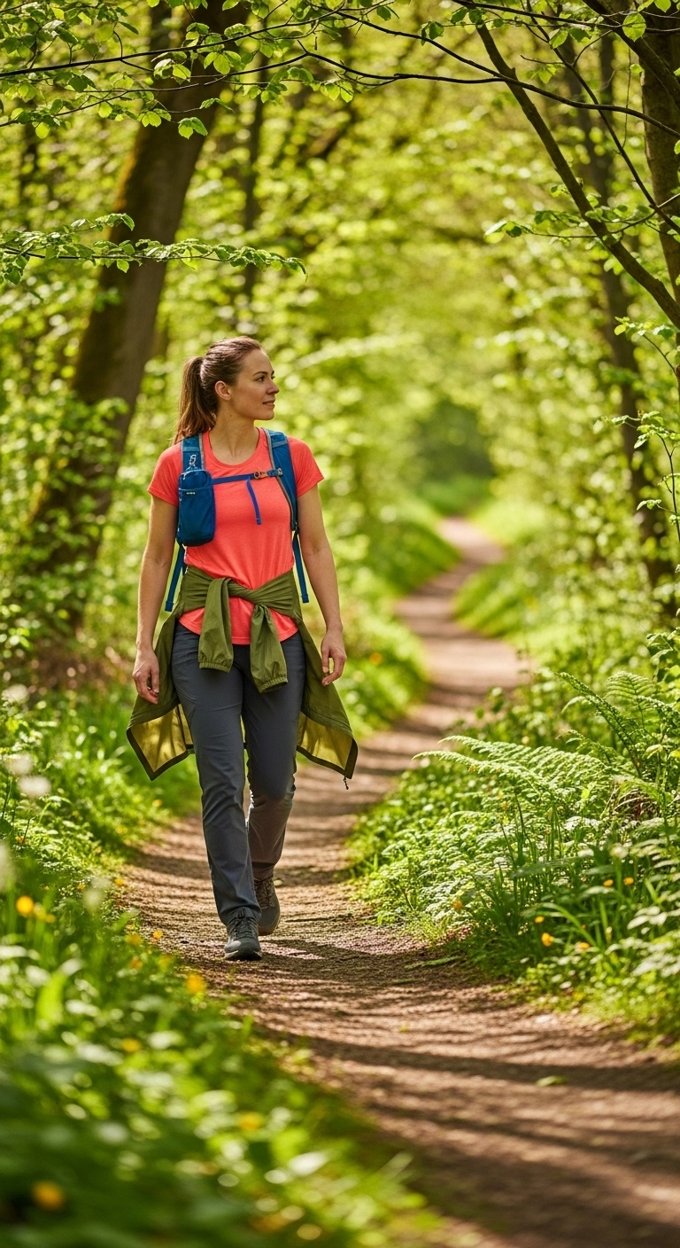 Spring hiking outfits for women 2026 with performance tee, hiking pants, and rain shell