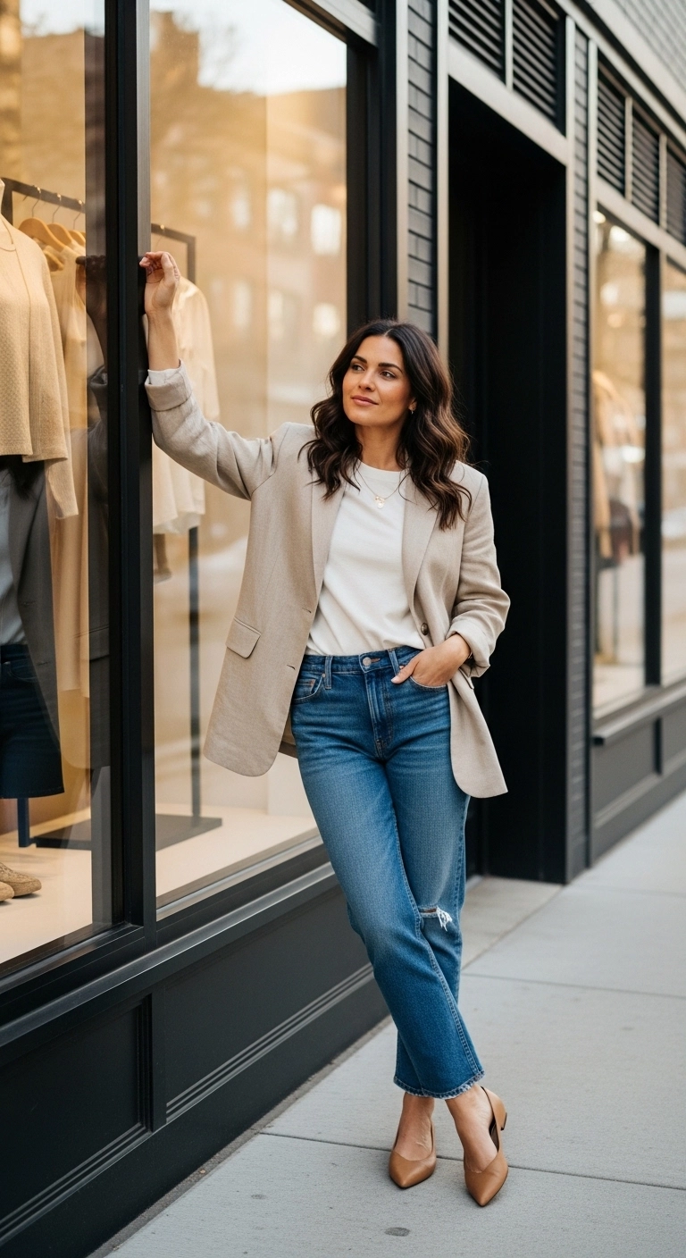 Elegant spring outfits 2026 with knit top and pencil skirt